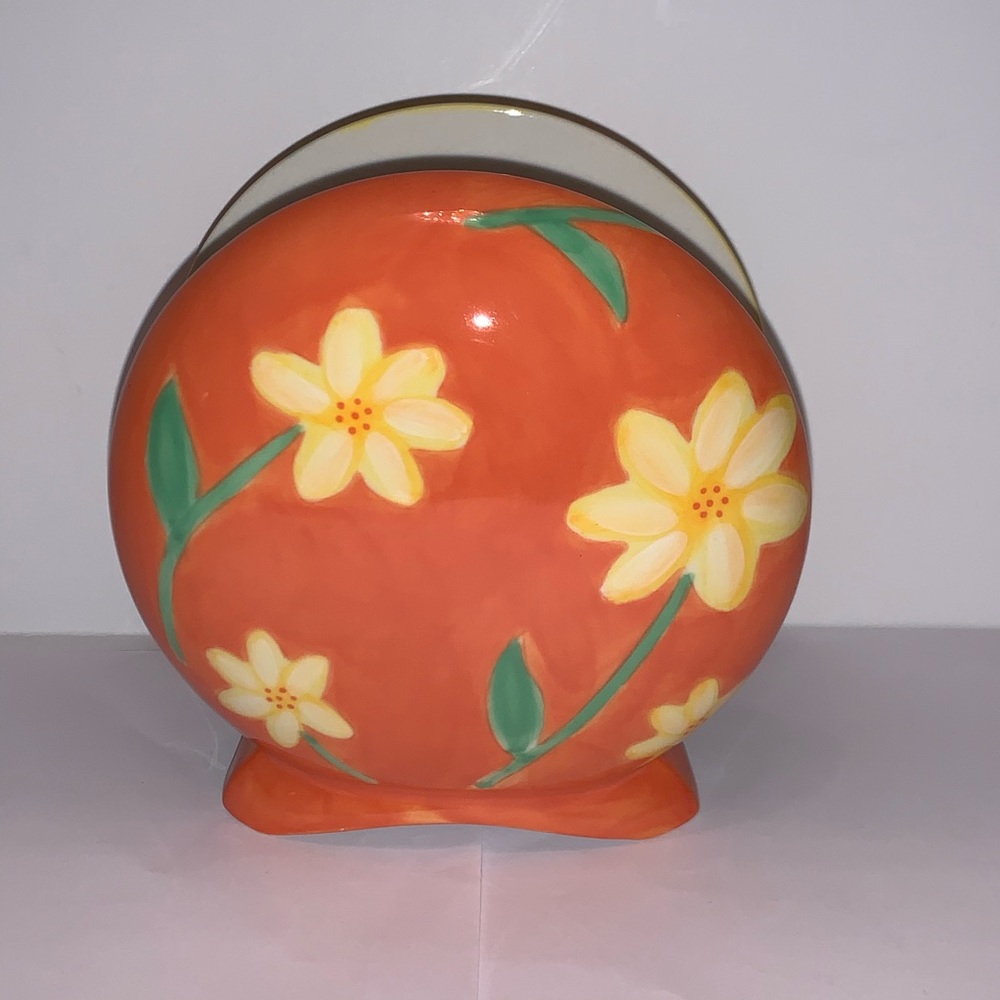Avon Napkin Holder Floral Shell Shape Vintage 5”
